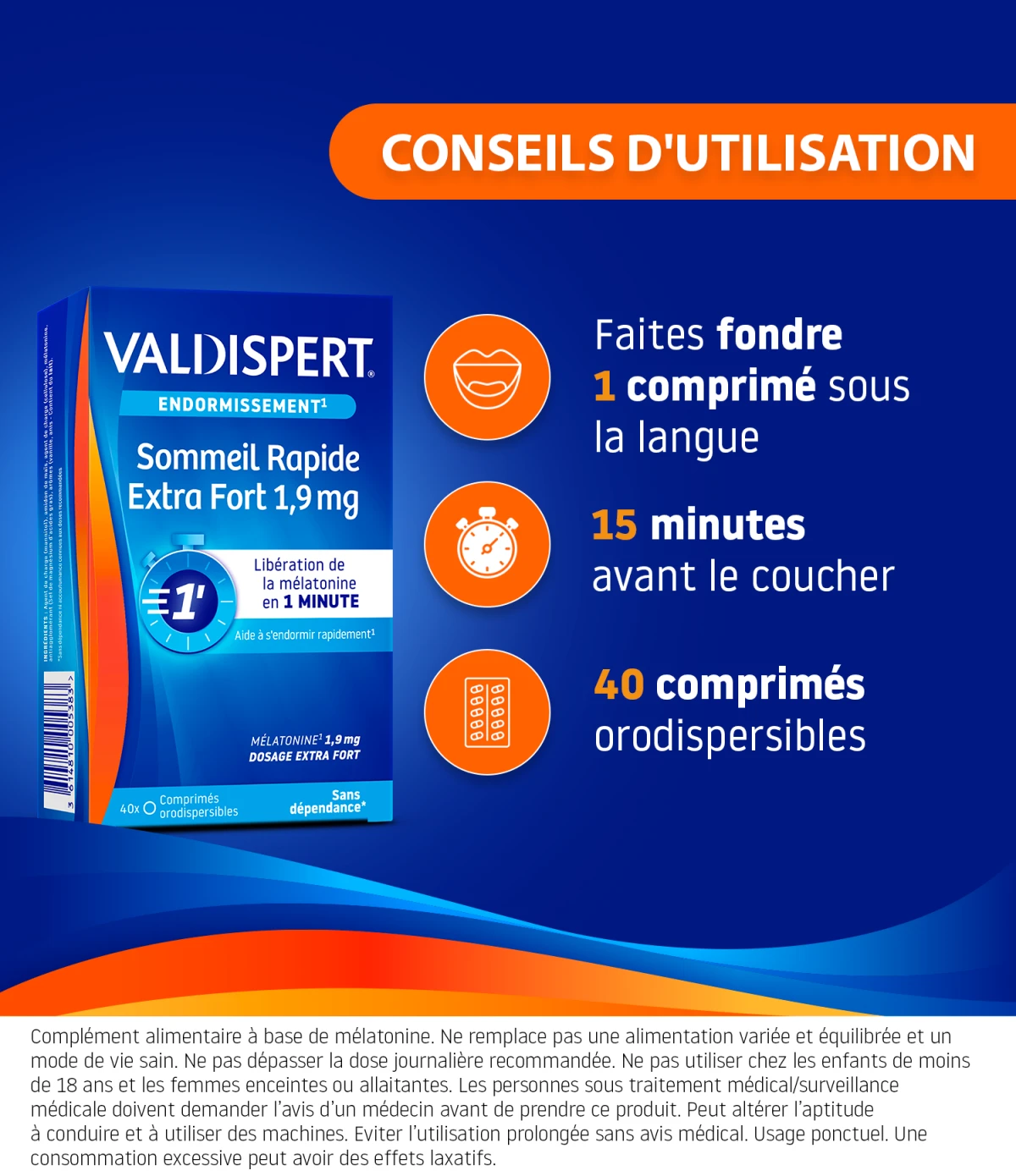 Valdispert Sommeil Rapide Extra Fort - Complément Plantes - 40 Pastilles